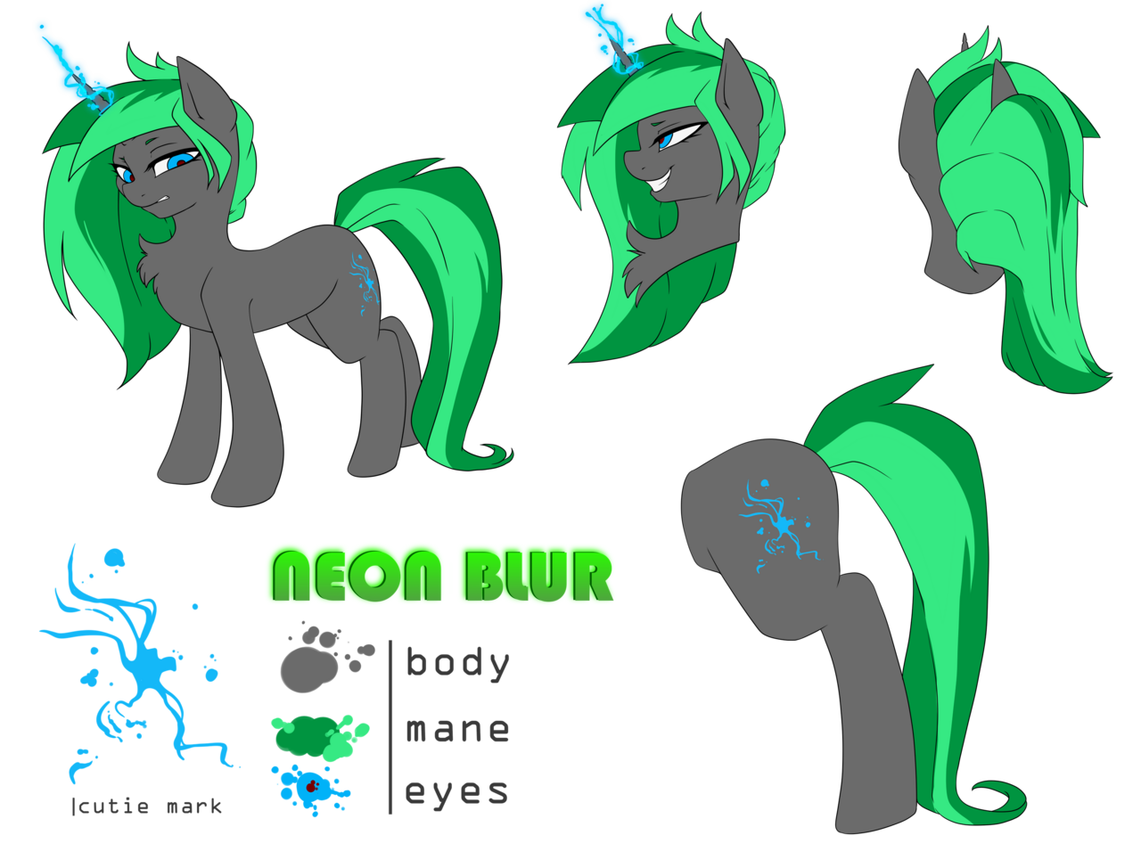 Neon Blurs reference sheet (flat color)