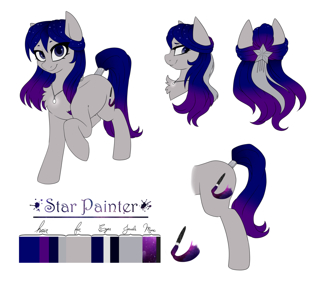 Star Painters reference sheet, flat color and transparent background